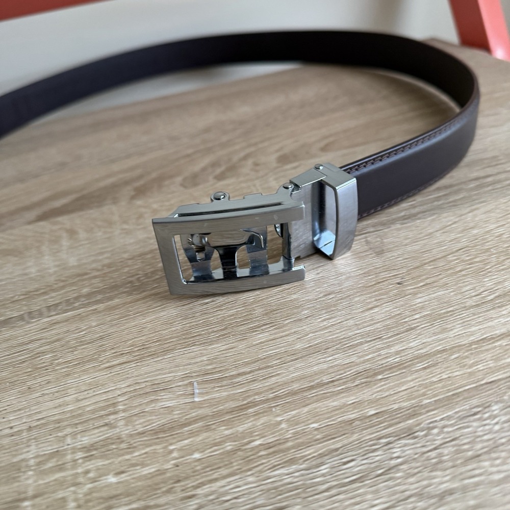 Anson Men's Adjustable Ratchet Leather Belt 1.25 Inch, Dark Brown Silver Buckle - Picture 13 of 13
